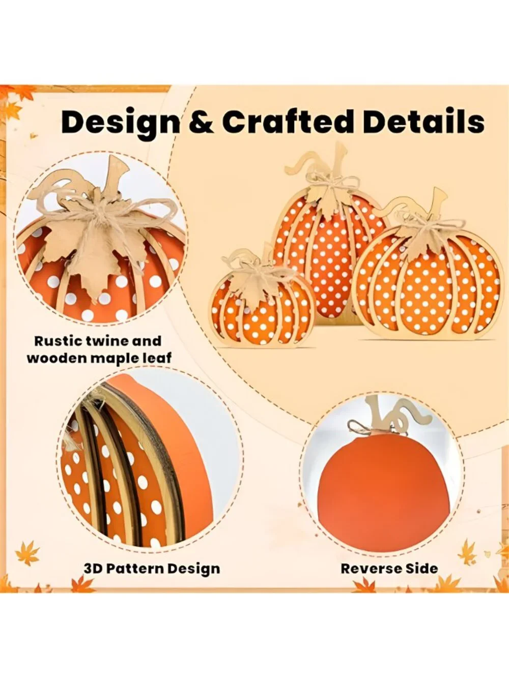 Fall Pumpkin Decor, Thanksgiving Fall Decorations for Home, Wooden